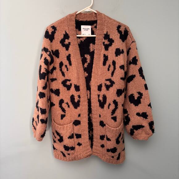 Abercrombie & Fitch Sweaters - Abercrombie Leopard Print Chunky Knit Open Front Sweater